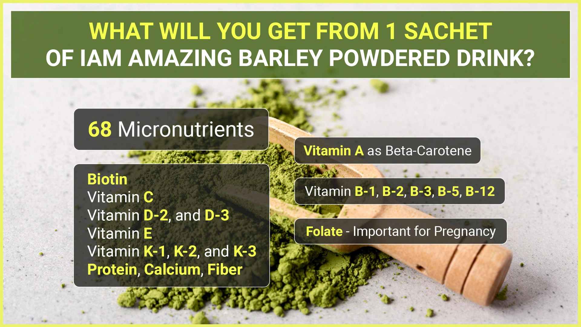 What nutrients, vitamins, and minerals will you get in a sachet of barley